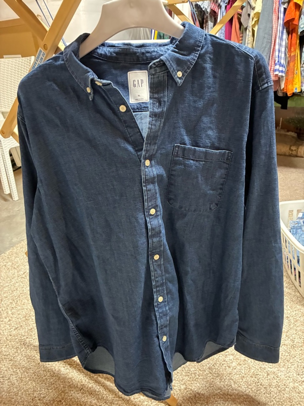 GAP Men’s Dark Indigo Button-Down Shirt